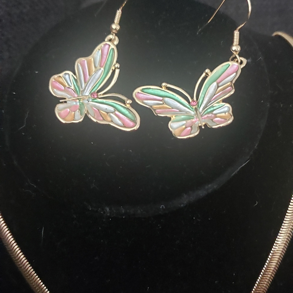 Butterfly necklace & earrings